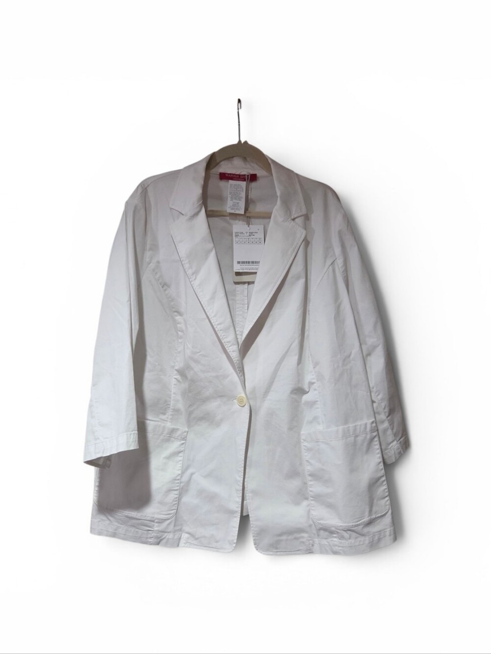 Marina Rinaldi "CORO" Cotton White Blazer Jacket Size 22W (31) NWT $495